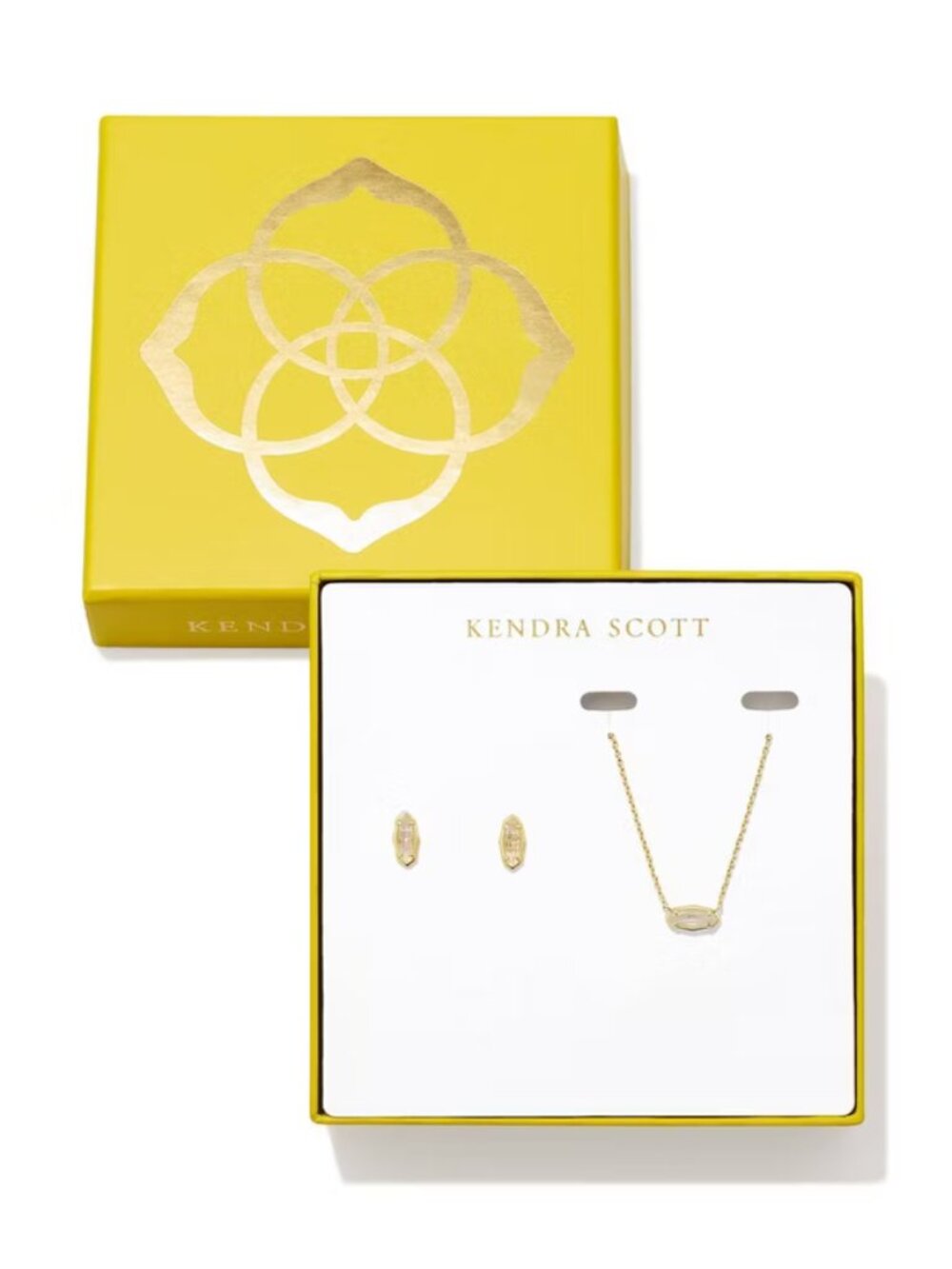 Kendra Scott Emma Metal Framed Pendant Necklace And Stud Earrings - Gold/Iridesc
